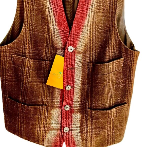 ETRO Milano Women's Checked Wool/Cotton Vest. Size IT 48. Made in Italy. - Picture 4 of 7
